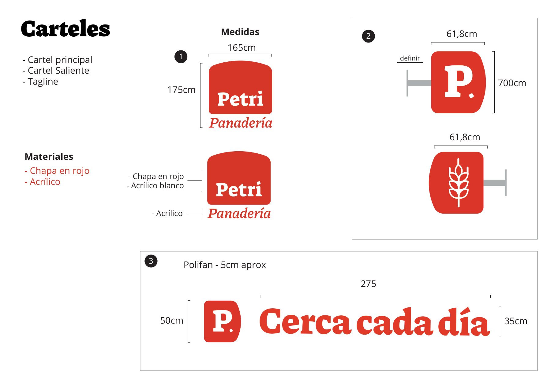 Chacabuco · Carteles · medidas y materiales