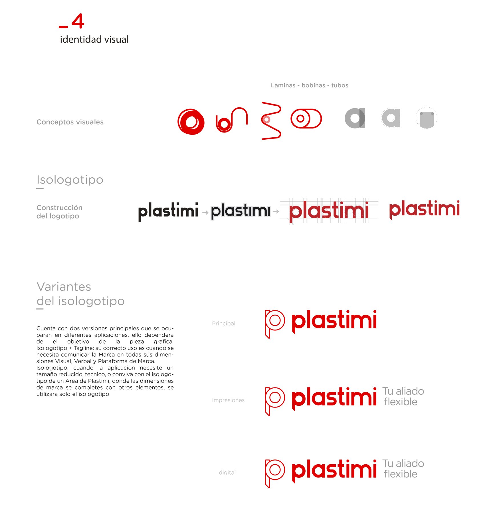 Conceptos visuales y variantes del isologotipo