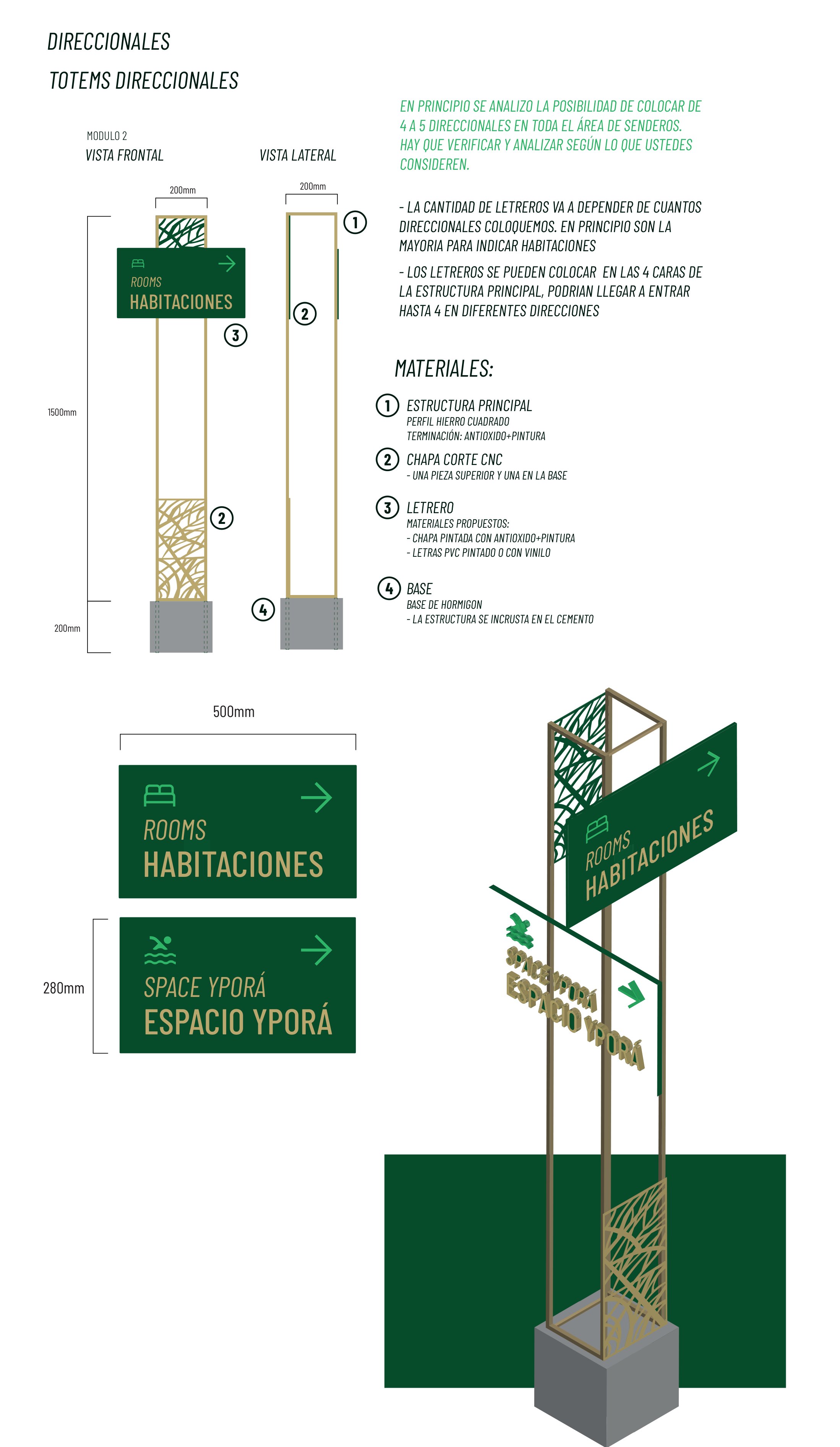 Tótem · vistas y materiales